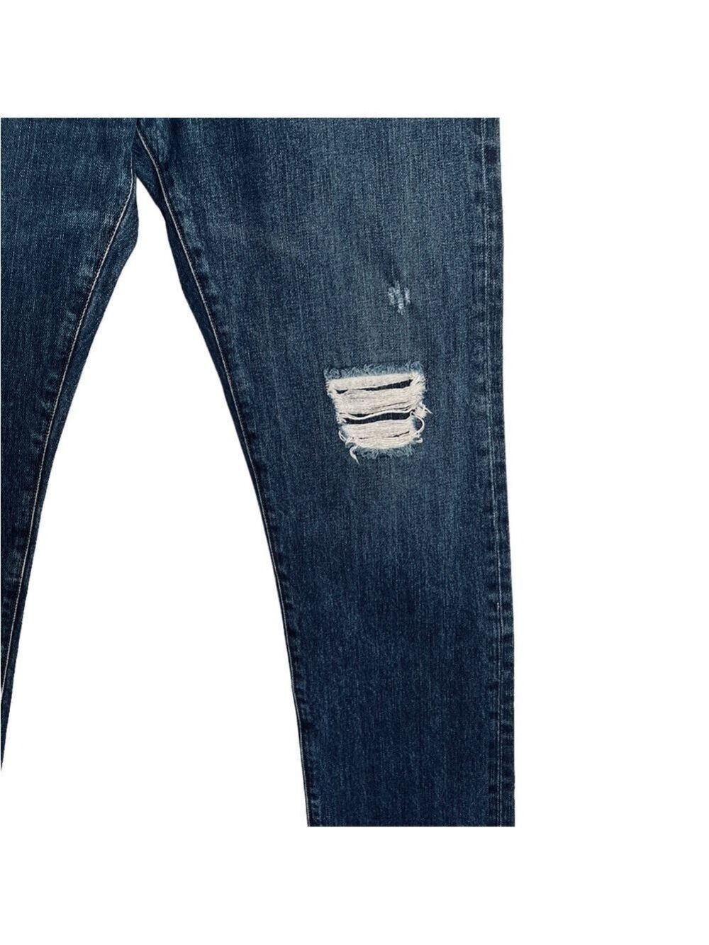 Point Sur Shoreditch Straight Leg Raw Hem Denim Jeans Patch Distressed sz 28 - Picture 5 of 15